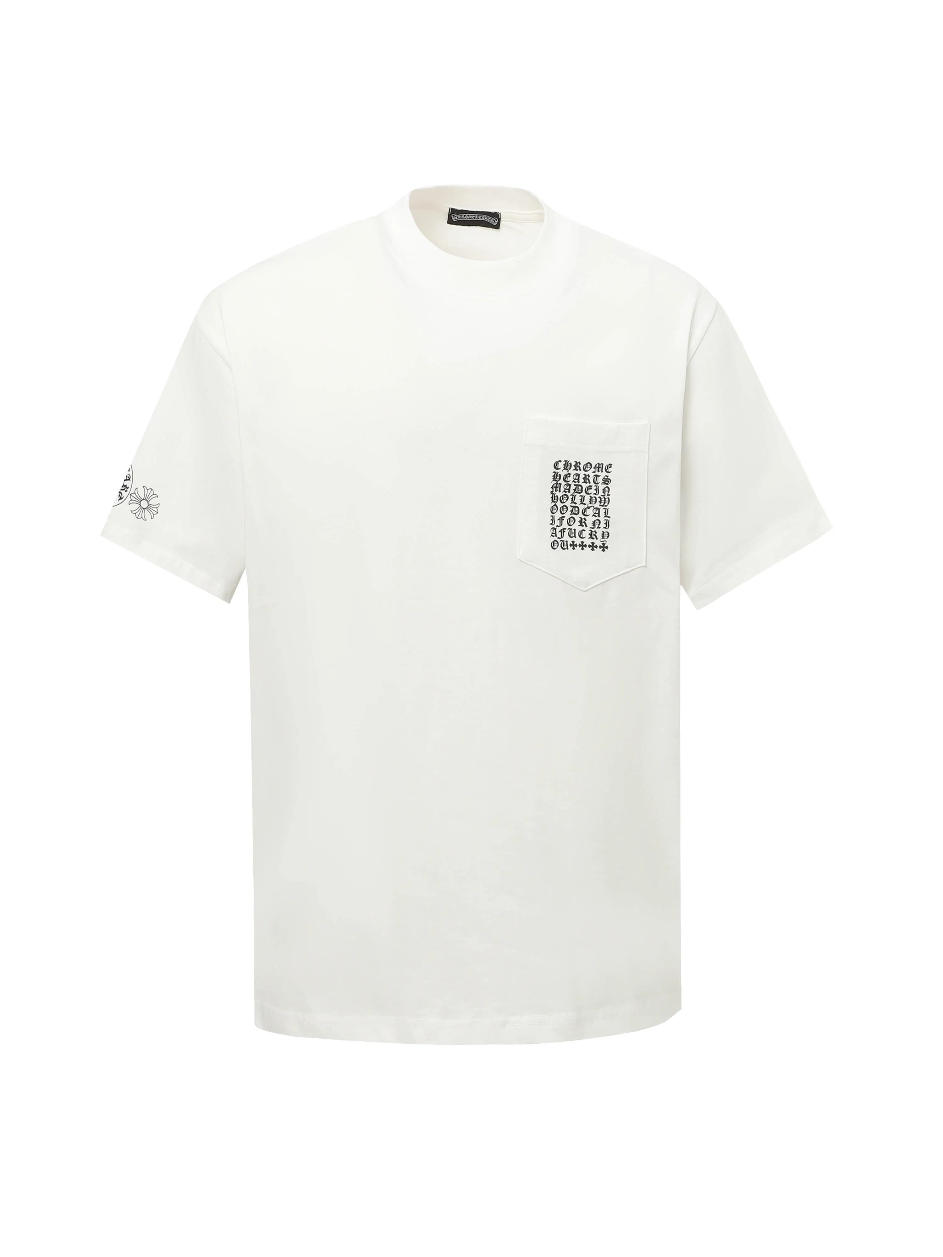 🅿️170 Chrome hearte/Chrome heart ch 25ss early spring new Sanskrit printed short-sleeved T-shirt. A must-have item for daily commuting for men and women in light luxury. The correct version is welcome to compare. Detailed features: ·280 grams of 100% pure cotton double yarn jersey fabric. ·Custom-dyed in the same vat with special thickened 32 counts of double-strand 1x1 thread. ·Double-needle cross-stitch technology. ·Original main mark washed hangtag. Color: black white. Size: XS-L
